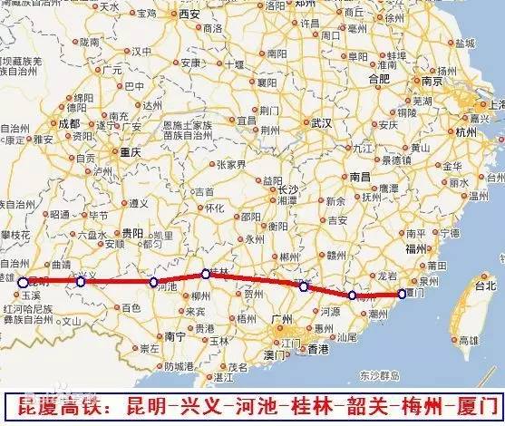 厦门至昆明高铁途经哪些地方,昆明至厦门高铁最新规划