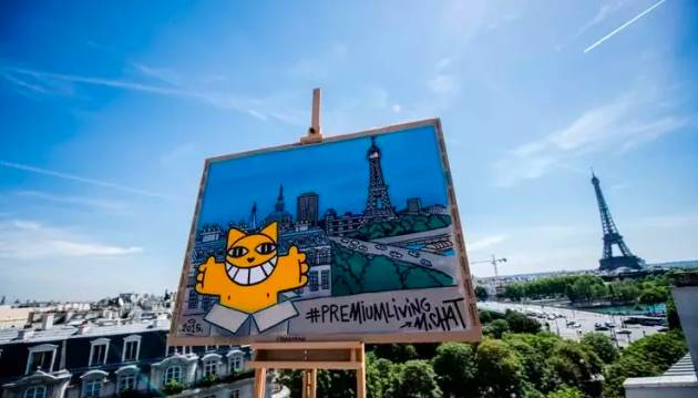 有一个街头艺术家把一只猫涂遍了巴黎,后来它遍布了全世界