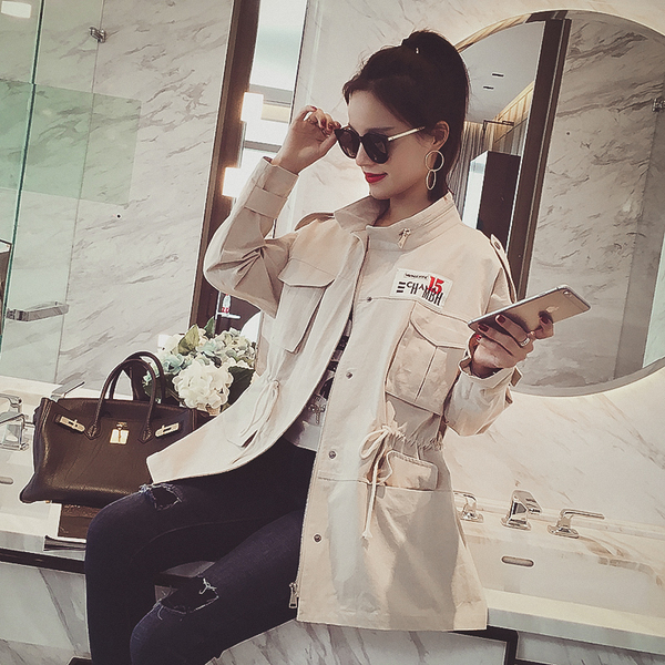 洋气风衣中长款女童春款外套,初春外套宽松慵懒风百搭oversize