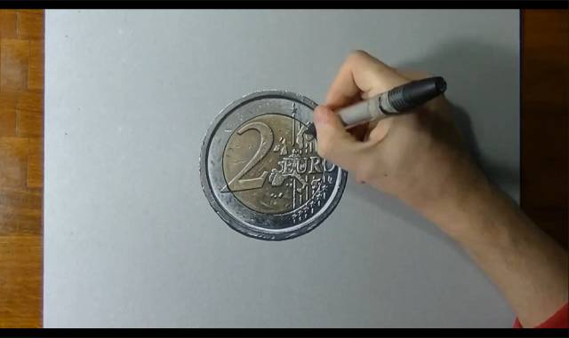 3D立体写实彩铅画视频教程，教你画出写实彩铅硬币