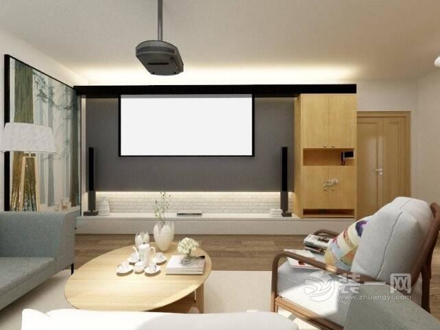 无锡百乐和园2室2厅北欧风设计客厅里的投影家用幕很不错