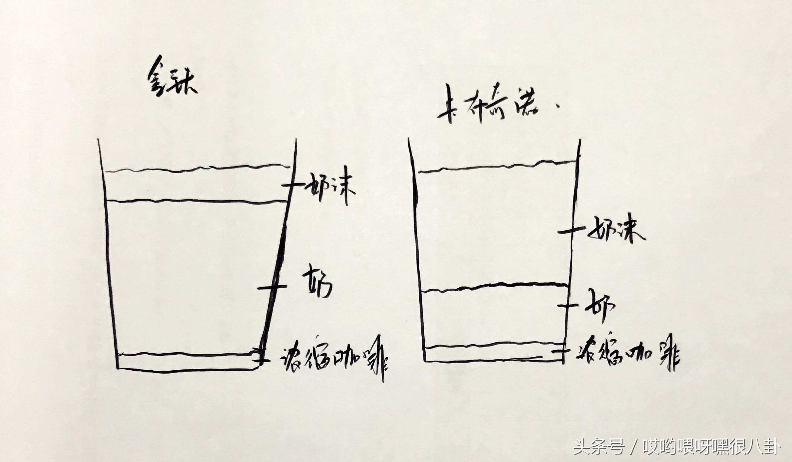 拿铁与卡布奇诺焦糖玛奇朵区别,拿铁卡布奇诺玛奇亚朵有什么区别