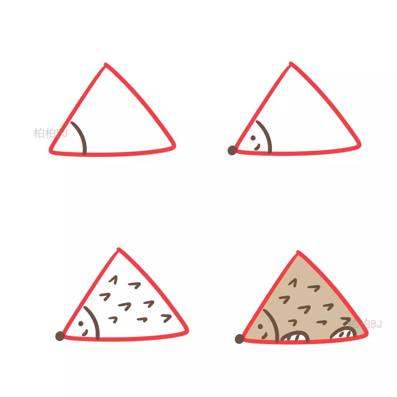 三年级简笔画趣味思维图,三角形创意简笔画