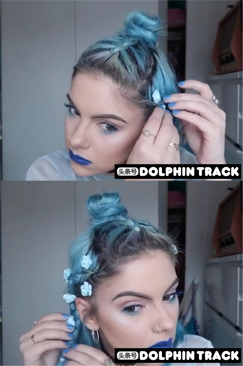 法式珍珠发带短发编发教程,适合中短发的编发ins