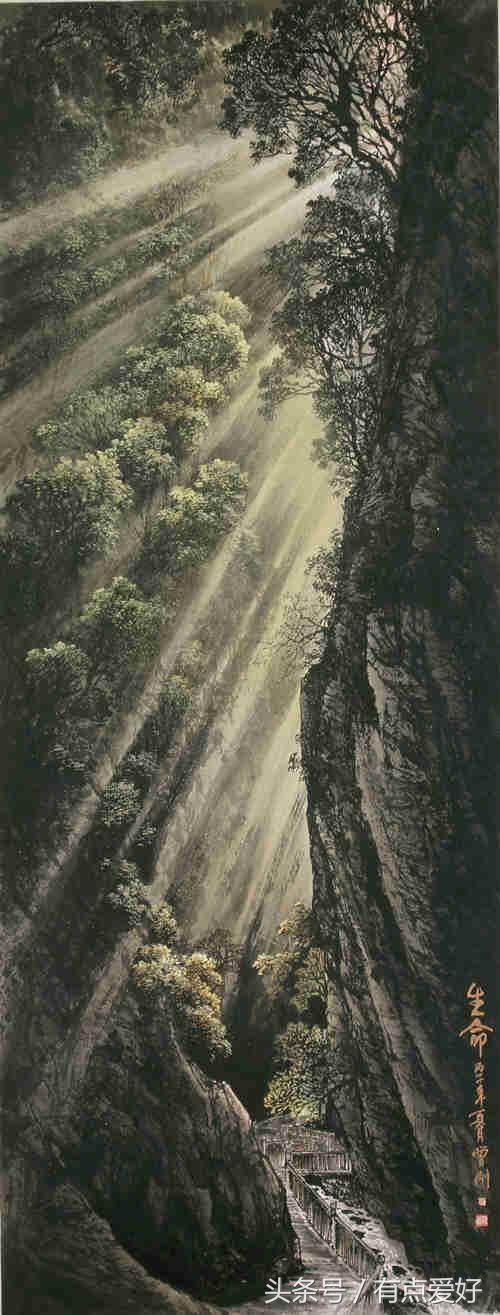 曾刚山水画山石染色方法,曾刚画山石的笔是什么毛笔