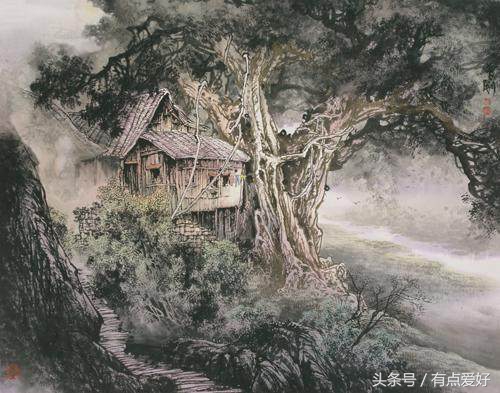 曾刚彩墨山水画丛树的画法教程,曾刚彩墨山水画技法云的画法