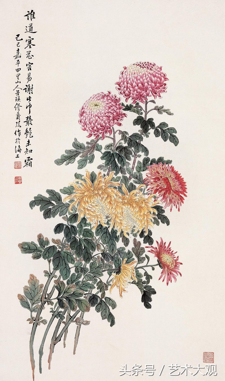 缪谷瑛国画菊花,缪谷瑛菊花画法