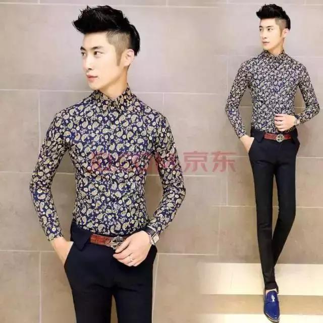 轻奢感衬衫牛仔阔腿裤,花衬衫阔腿裤男