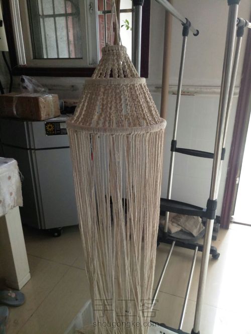 镂空花灯罩编织视频,手工编织棉线灯罩教程