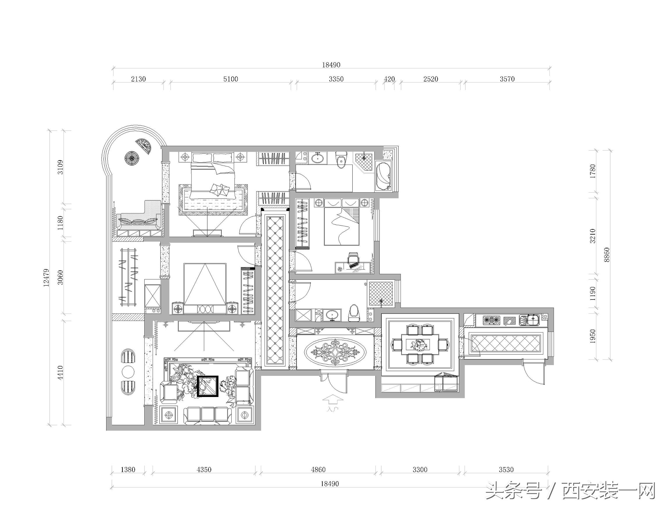 曲江紫汀苑150平米整体风格体现了欧式的华美，也很有现代感