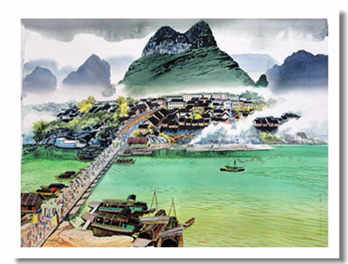 天天漫画网：实力派画家王培堃《水彩风景画---广西八景之滨》