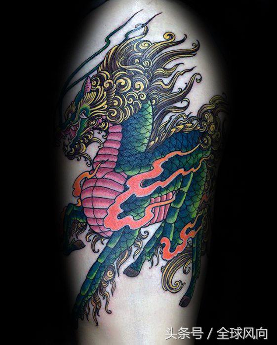 麒麟上云纹身图片大全,麒麟的纹身图案大全