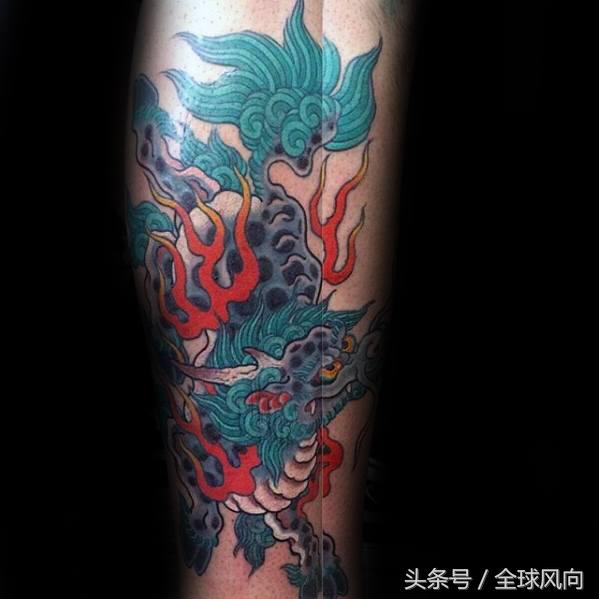 麒麟上云纹身图片大全,麒麟的纹身图案大全