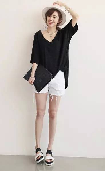 夏季宽松t恤搭配什么好看又显瘦,高腰短裤冬外穿小个子胖人