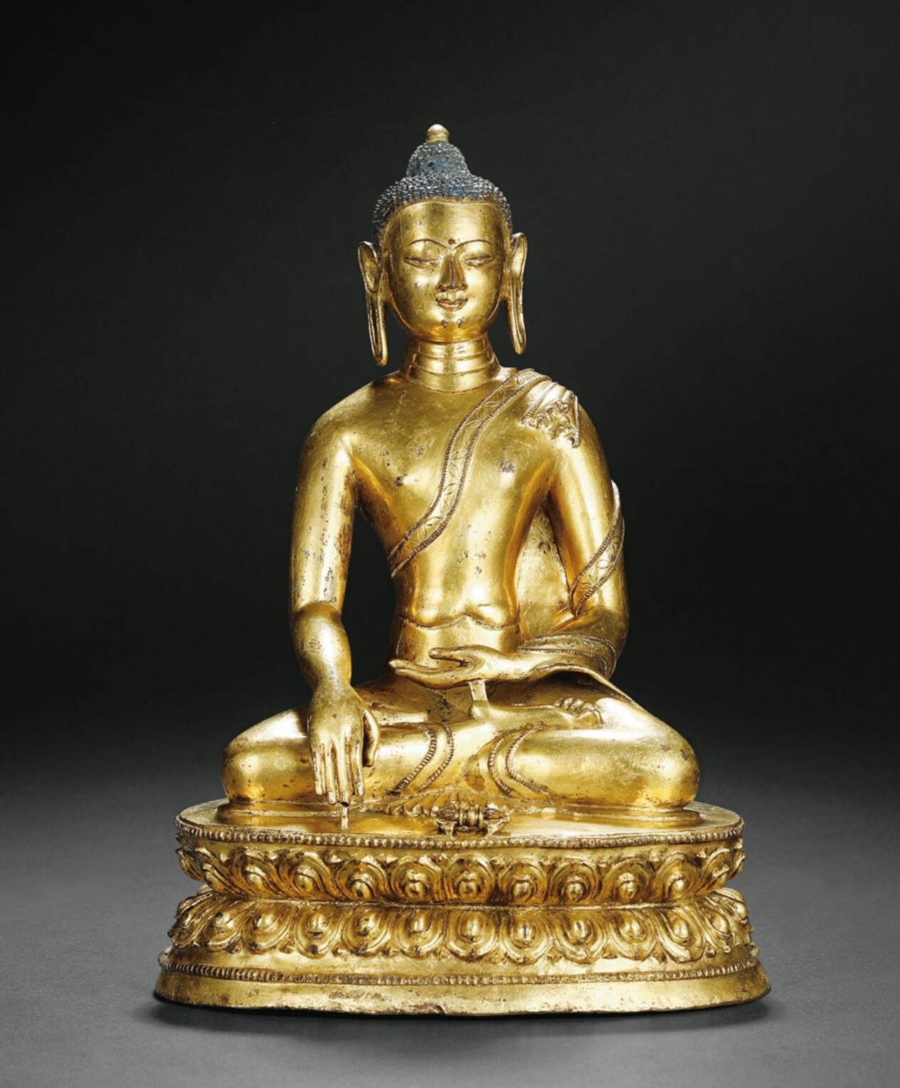 这精美的铜鎏金嵌绿松石胜乐金刚佛像正在拍卖