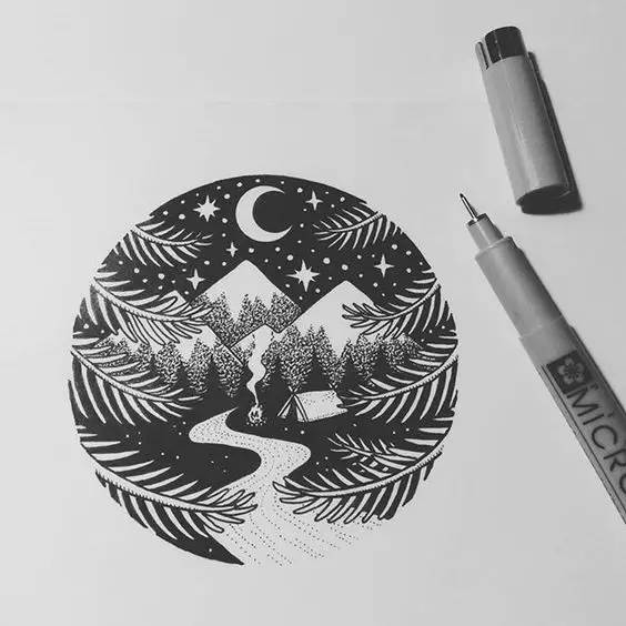 针管笔入门手绘1000例临摹图,针管笔手绘初学者