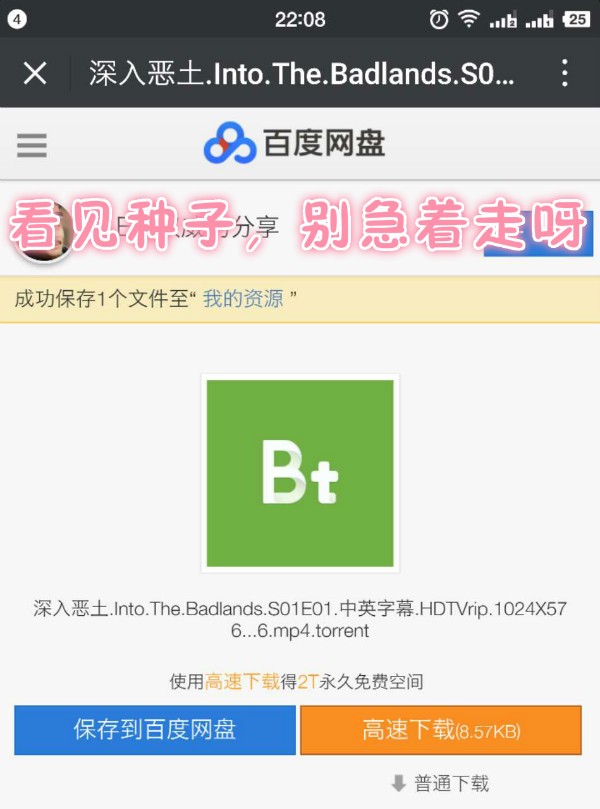 要美剧资源，却在百度网盘里看见种子文件，怎么办？