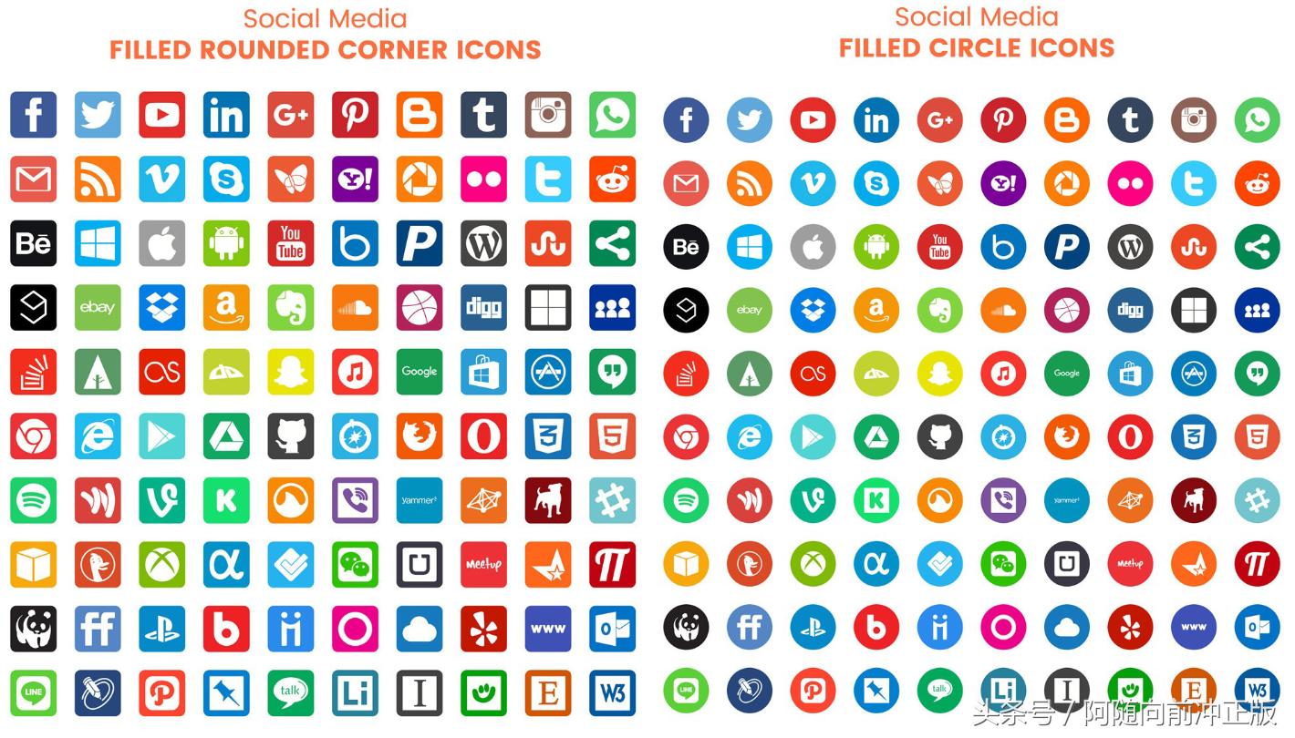 这组免费的1400+枚社交媒体图标，就差你没保存了