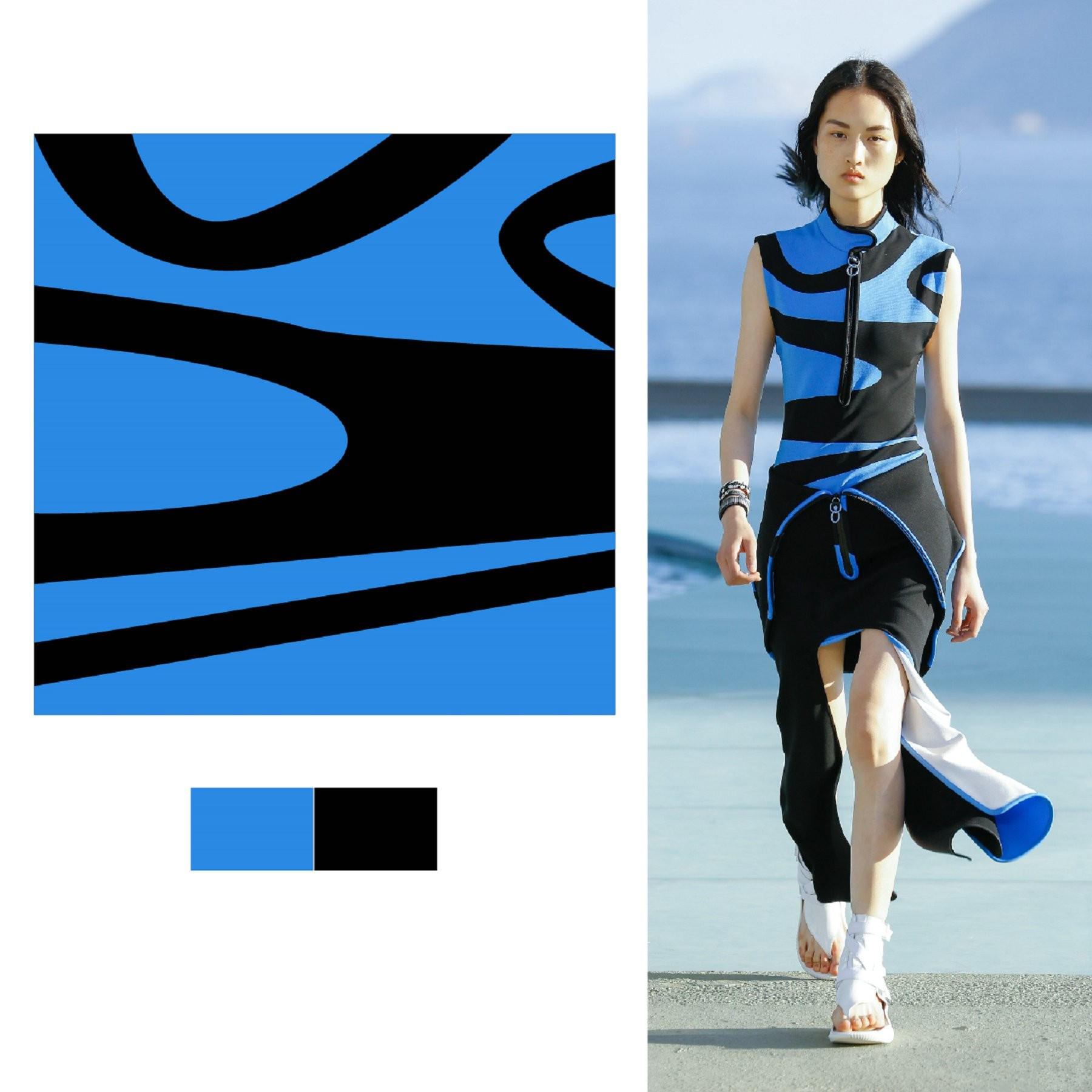 秀场系列服装配色效果图,彩色印花时尚秀图片高清