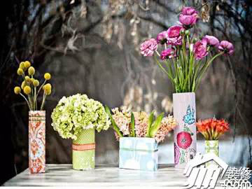 红酒瓶改造花瓶画,红酒瓶摆件