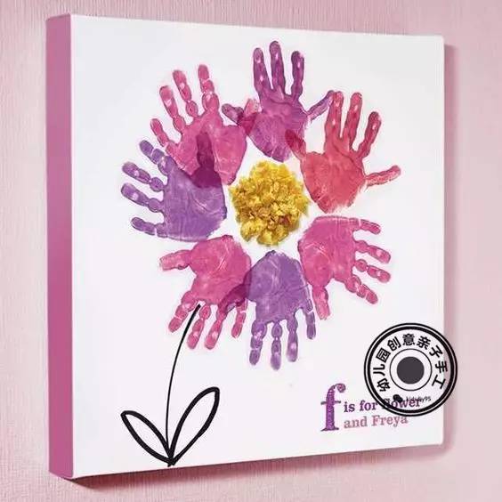 手工作品小花粘贴画幼儿园,手掌涂鸦创意画幼儿园