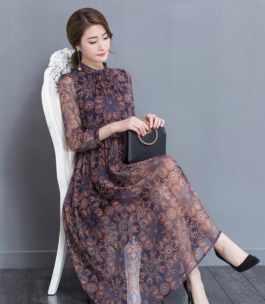 宽松连衣裙中长款女装减龄,每日搭配之道雪纺中长款连衣裙