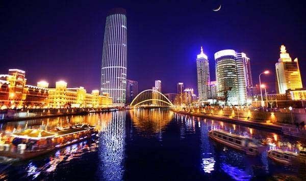 天津海河边赏月,天津滨海赏月