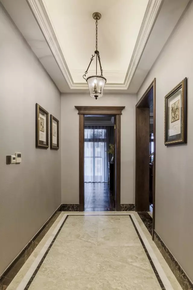 昆明贝壳粉美式装修效果图,昆明135平层轻奢美式装修