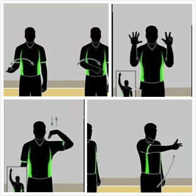 篮球裁判过半场8秒读秒手势,篮球裁判11-15号手势