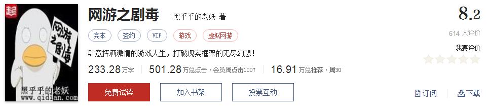 起点8.2分高评分精品网络小说,50本网络小说巅峰神作推荐