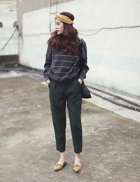 七分哈伦裤的十种搭配方法,哈伦裤九分裤时尚穿搭