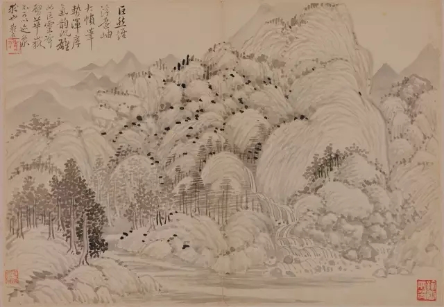 清代仿古山水册页,清恽寿平仿古山水图