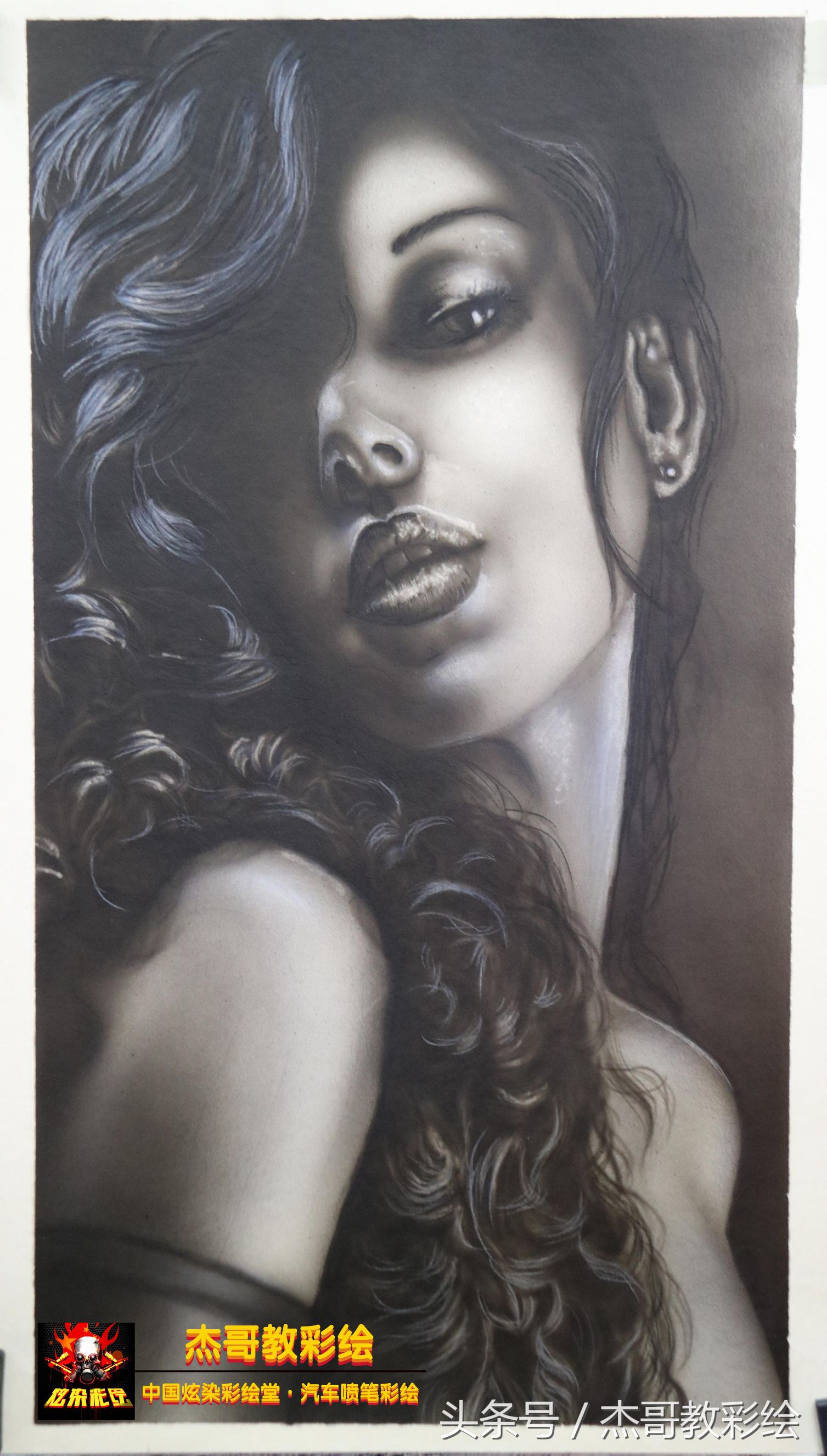 喷笔彩绘图片,喷漆创意绘画过程