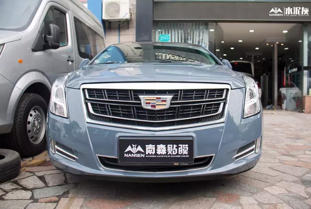 凯迪拉克xts车身改色贴膜水泥灰,凯迪拉克xts梦幻火山灰改色