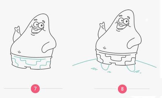 章鱼哥海绵宝宝派大星三人简笔画,简笔画海绵宝宝和派大星可爱版