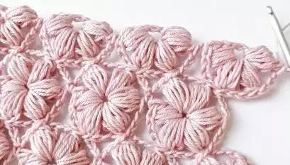 用毛线做泡芙花毯,泡芙花毯钩织教程