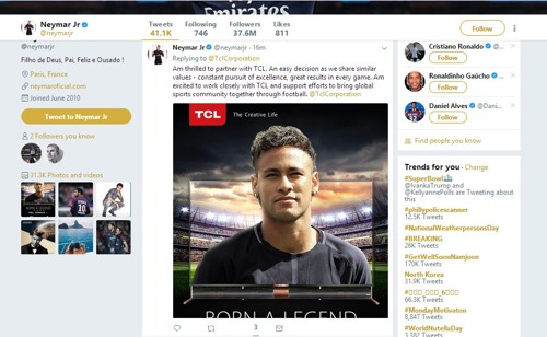 tcl和内马尔,大国品牌tcl中环