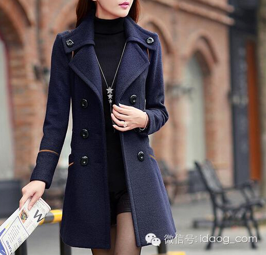 秋冬流行大衣女中长款毛呢外套 (中长款毛呢外套双排扣呢大衣图片)