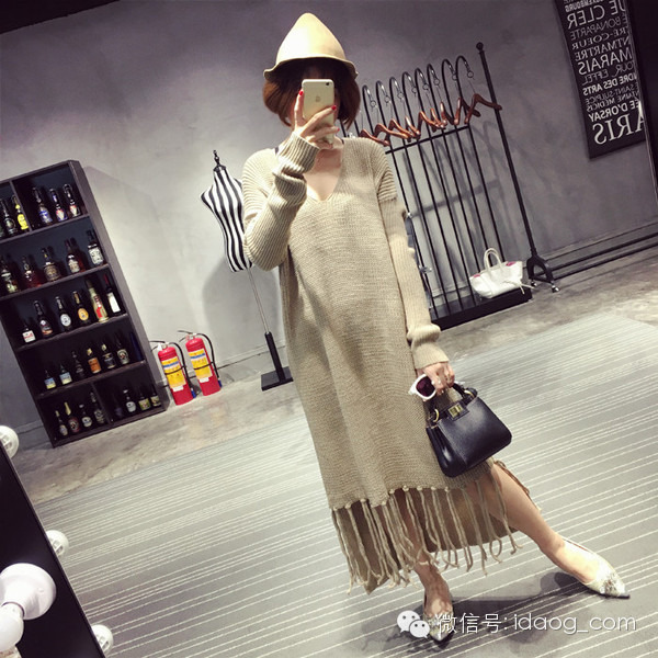 穿白色超长款毛衣,长毛衣款款洋气时髦