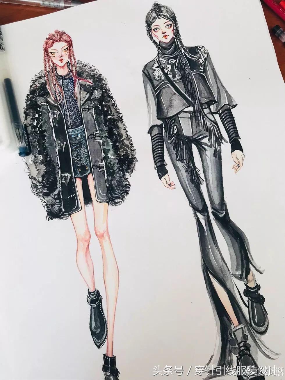 服装手绘效果图,时装手绘效果图夏装