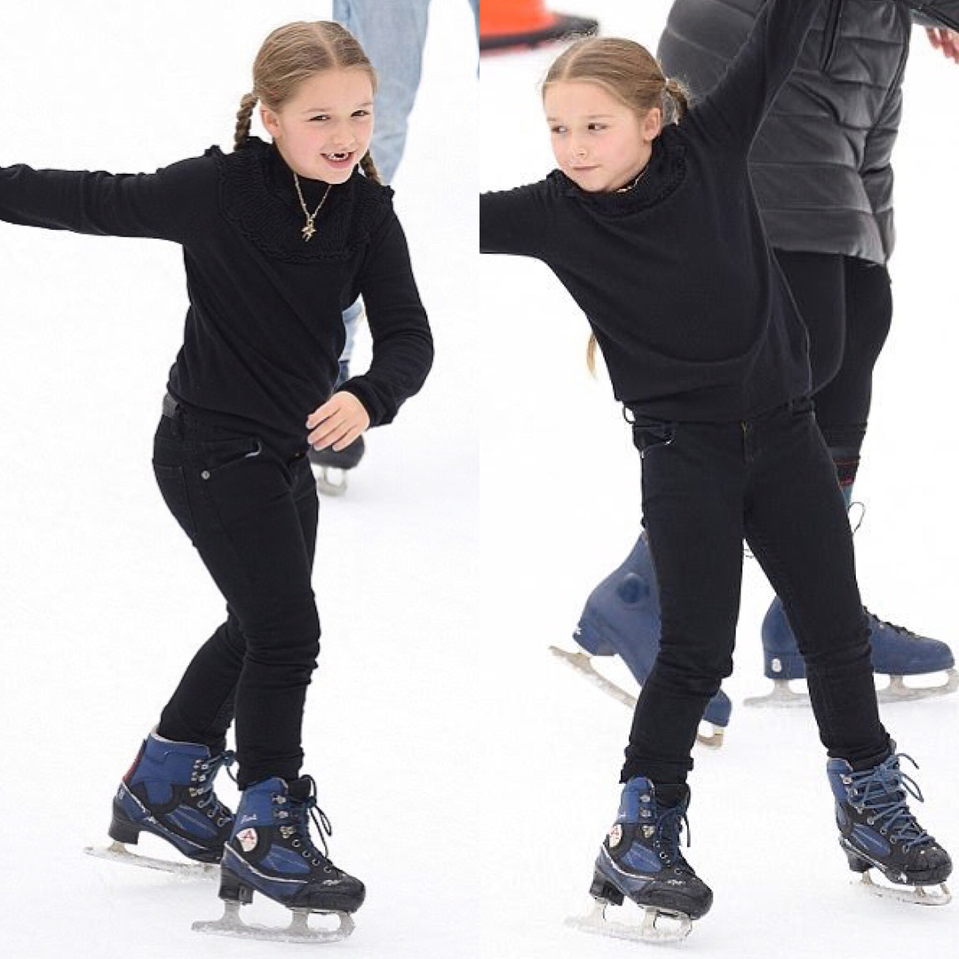 小七瑜伽锻炼,贝嫂维多利亚牵小七