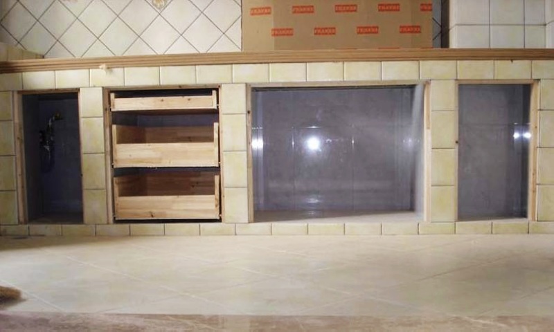 砖砌橱柜不做柜门怎么做才美观,砖砌橱柜如何免拉手