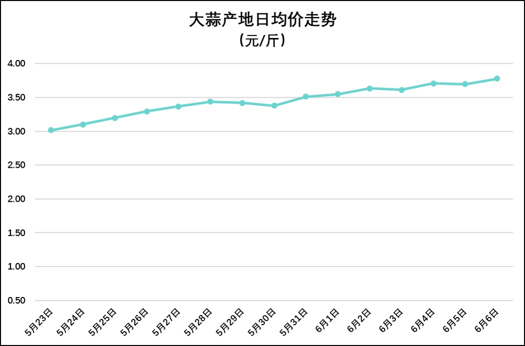 2016/6/6大蒜价格行情走势：持续走高