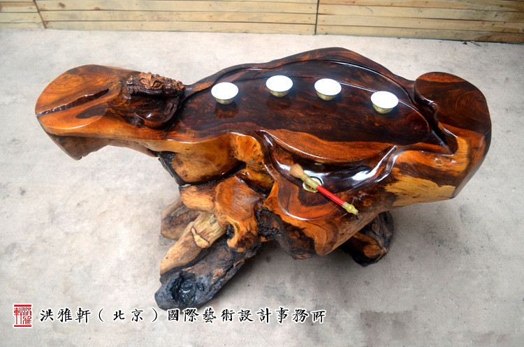 名匠实木小茶几鸡翅木,老榆木树根雕茶几