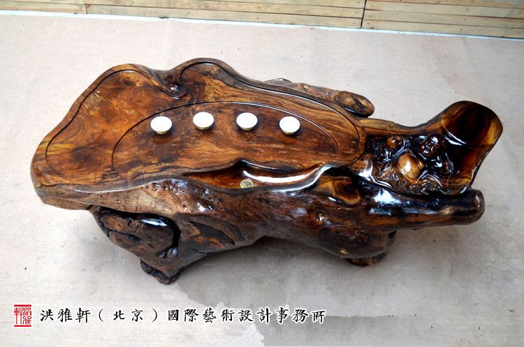 名匠实木小茶几鸡翅木,老榆木树根雕茶几