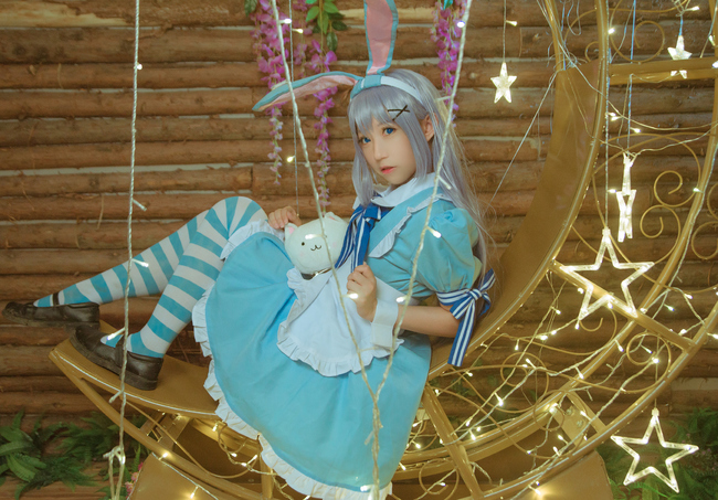 香风智乃cos假发造型过程,香风智乃cos正片户外