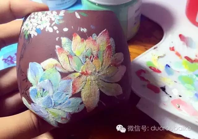手绘多肉花盆教程,多肉花盆迷你拇指盆手绘