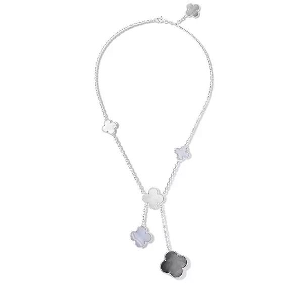 vca四叶草带钻项链系列,vca梵克雅宝四叶草项链