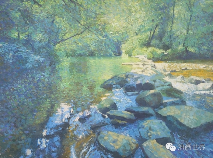 禅意山水意境油画,浓郁诗意的风景油画
