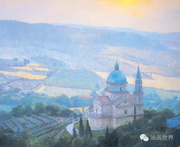 禅意山水意境油画,浓郁诗意的风景油画